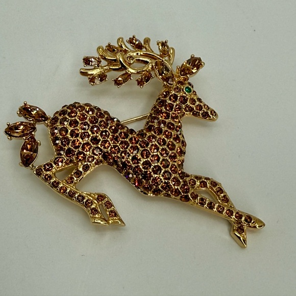 Vintage Nolan Miller Glamour Collection “Glorious Reindeer” Pin Brooch Bronze
